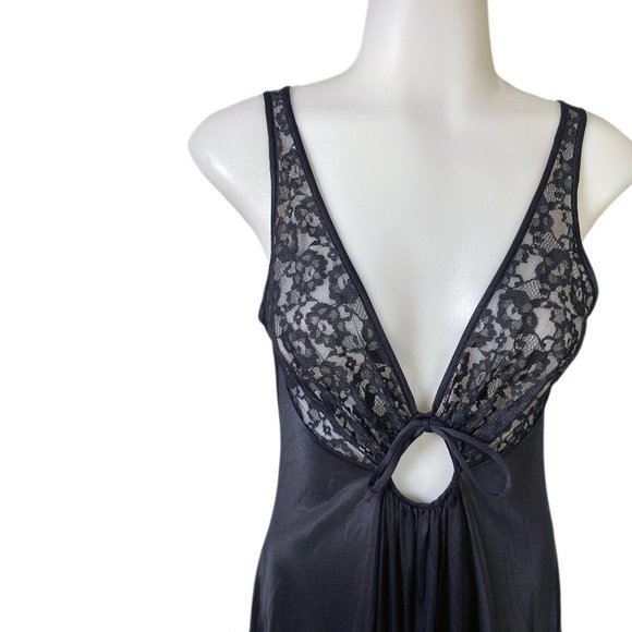 Vintage Olga Black Lace Nightgown Negligee - Picture 6 of 7